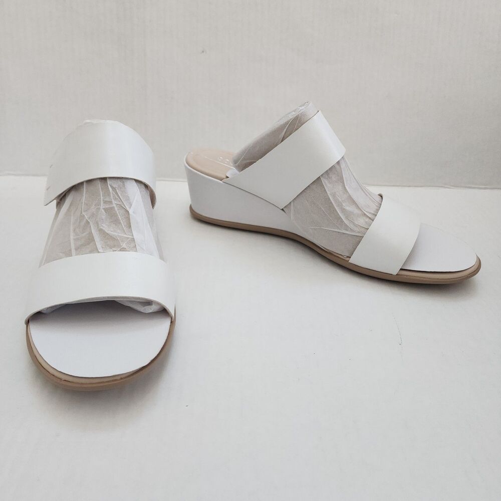 ECCO Shape 35 Wedge Leather Sandals | Bright White | Two-Strap Mule | US 9-9.5